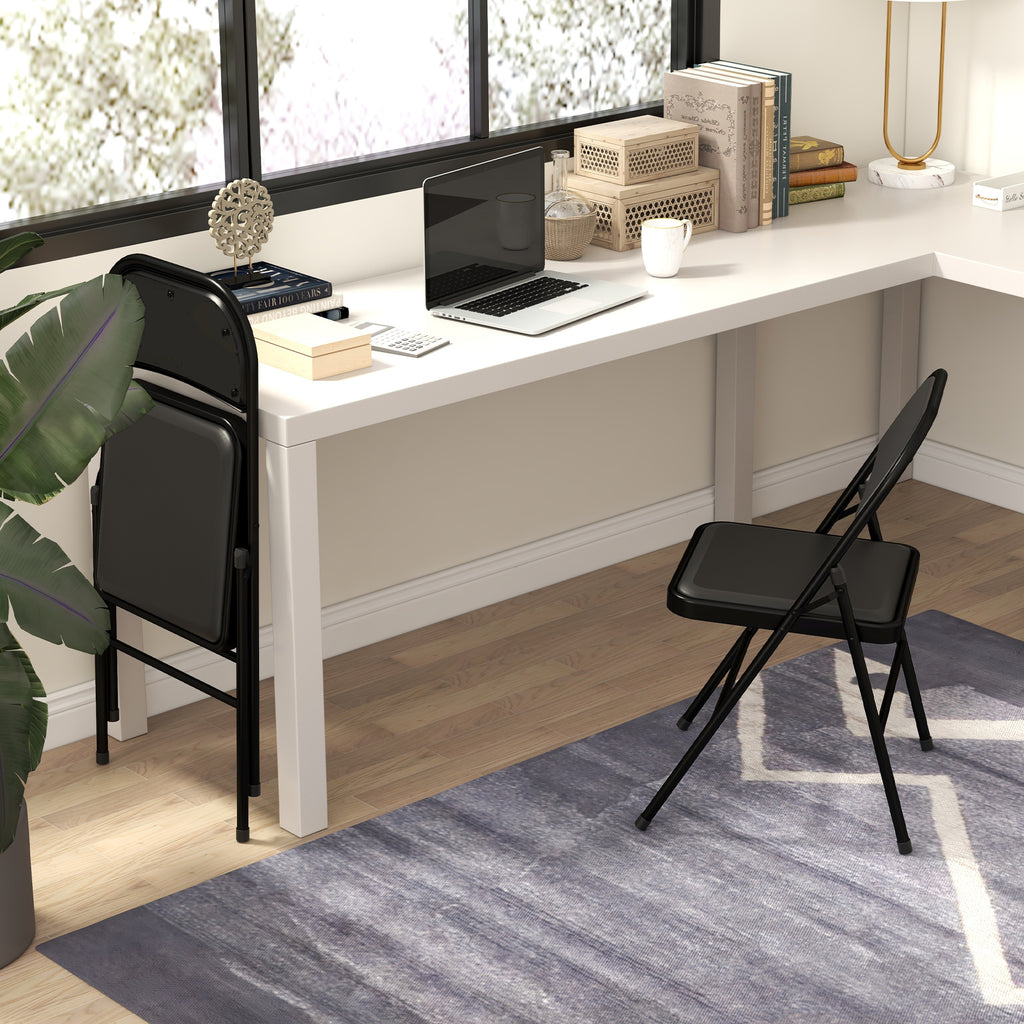 Lot de 2 chaises pliantes chaises de salle à manger portables cadre en acier dim. 45l x 46P x 78H cm noir-6