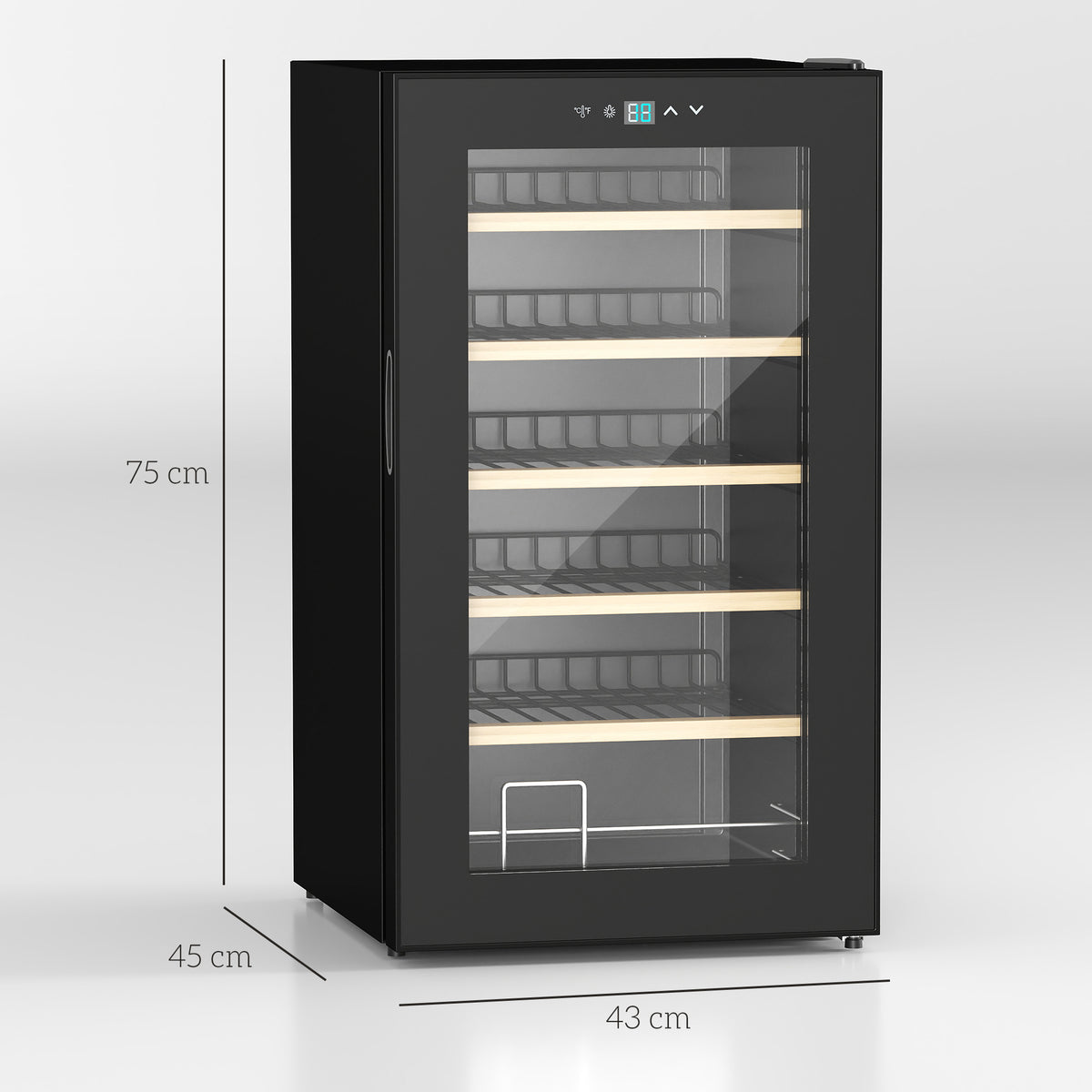 Cave à vin 24 bouteilles 65L haute performance température réglable 5-20° avec lumière LED panneau contrôle tactile noir-2