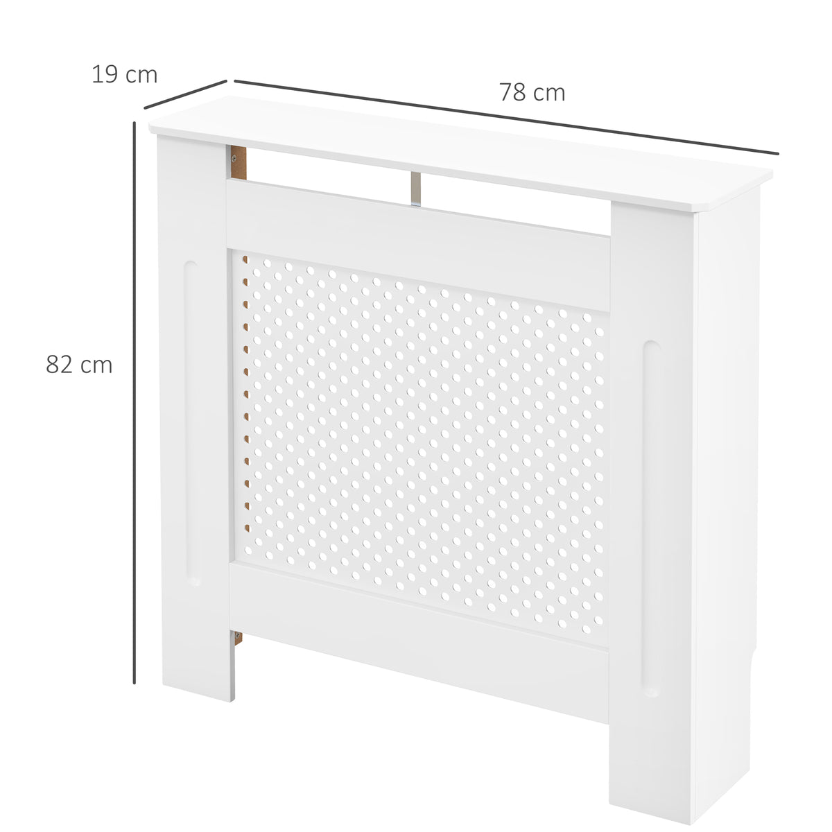 Cache-radiateur, couvercle de radiateur, couverture radiateur, grille ronde, 78L x 19l x 82H cm en bois blanc-2