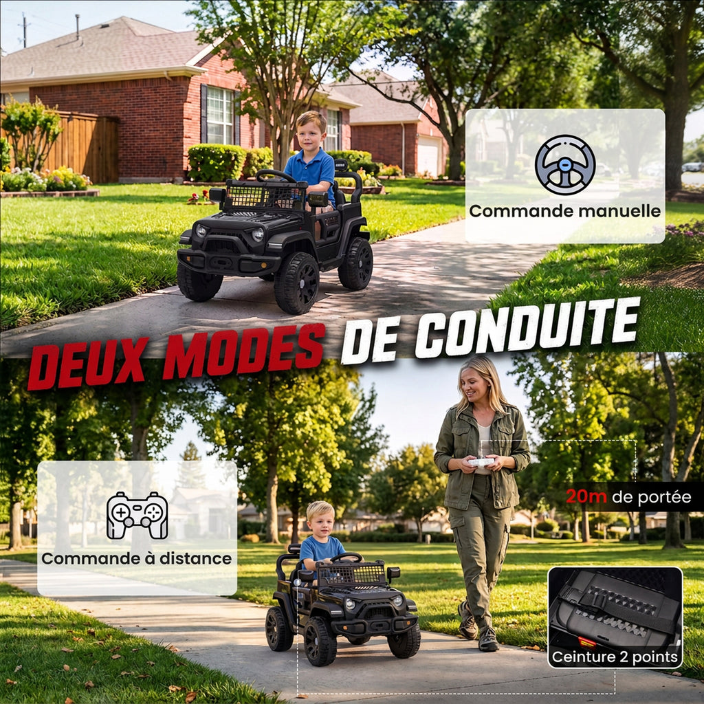 Voiture Électrique Enfants 12V, Buggy Électrique Enfants, 2-4 km/h, 2 Moteurs, Télécommande, Batterie Lithium, Noir-5