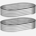 Lot de 2 jardinières surélevées galvanisées en acier kit de lits de jardin bordure caoutchouc 152 x 91 x 30 cm argent-0