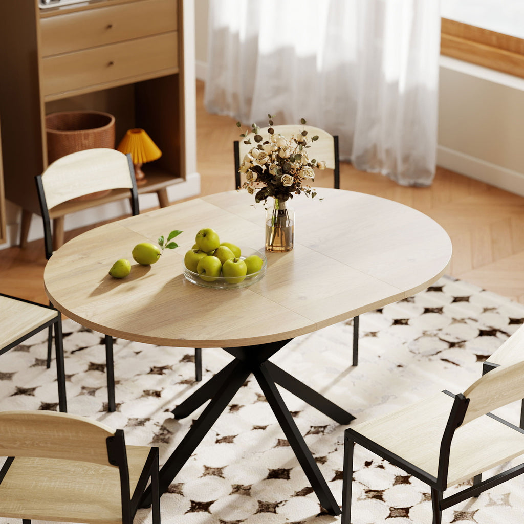 Table à manger extensible ovale pour 4 à 6 personnes, table de cuisine avec rallonge 100-135 cm, effet bois naturel-9