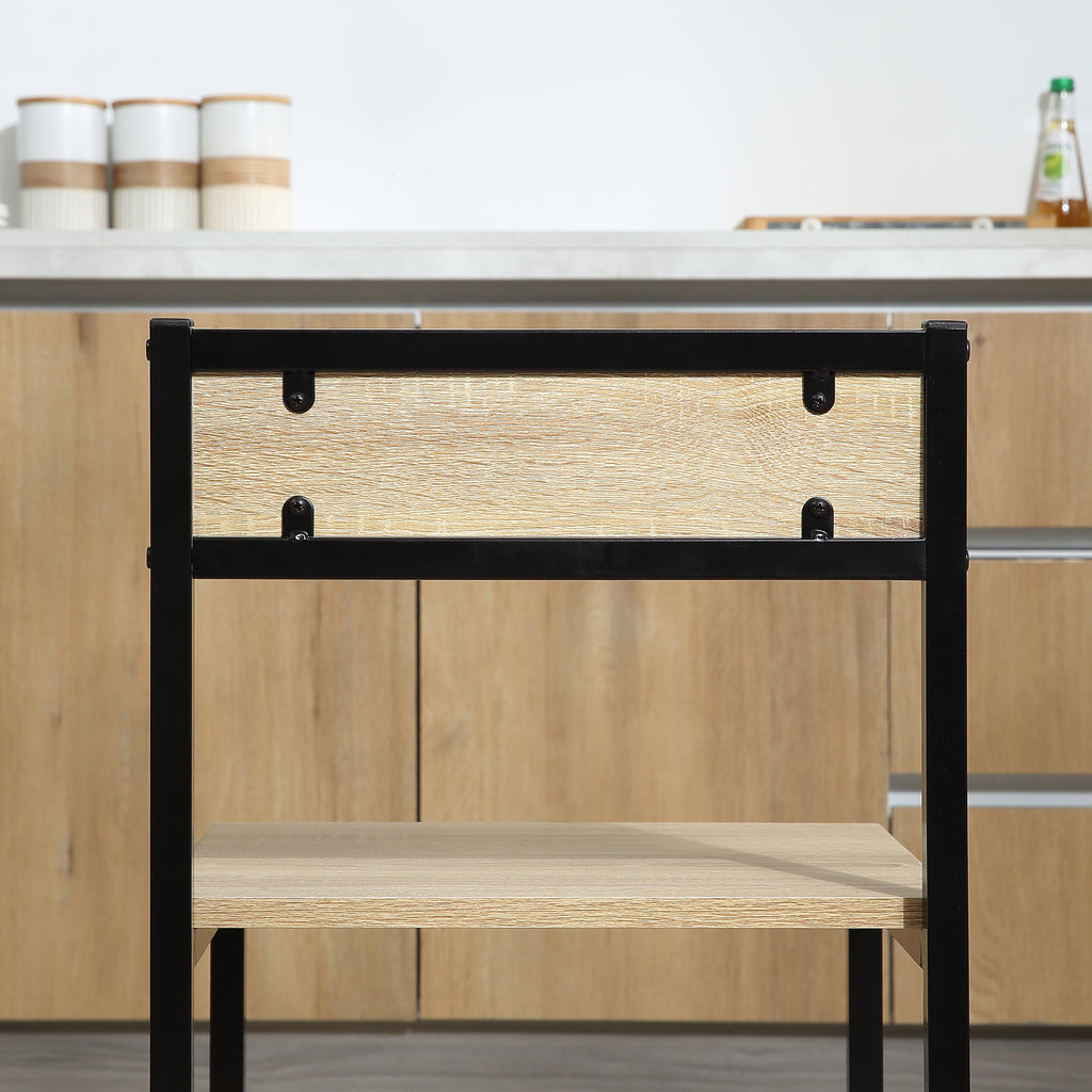 Ensemble Table et chaises de Salle à manger Set de 1 Table + 2 chaises encastrables pour Cuisine - métal Noir Aspect chêne Clair-7