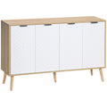 Buffet bas meuble de rangement 2 placards 4 portes motif chevrons étagères réglables 120 x 35 x 77,4 cm blanc-0