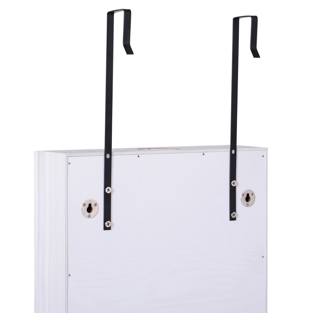 Armoire à bijoux suspendue au mur ou à la porte avec miroir, LED, 5 étagères, 2 tiroirs, 37x10x120cm, effet bois grisé-7