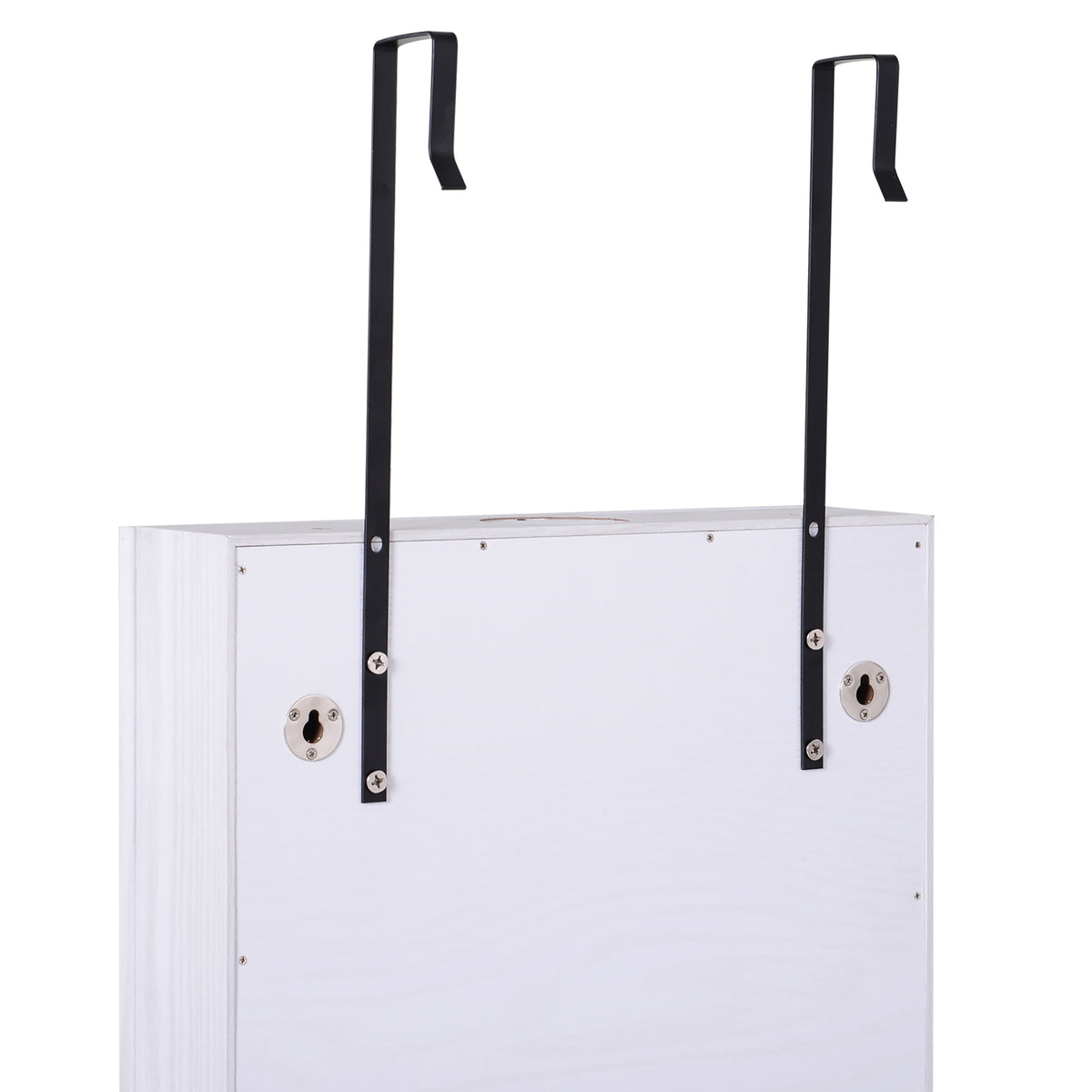 Armoire à bijoux suspendue au mur ou à la porte avec miroir, LED, 5 étagères, 2 tiroirs, 37x10x120cm, effet bois grisé-7