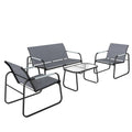 Salon de Jardin Ensemble de Terrasse en Acier et Textilène 4 Pièces avec Accoudoirs Corde Tressée Gris-0