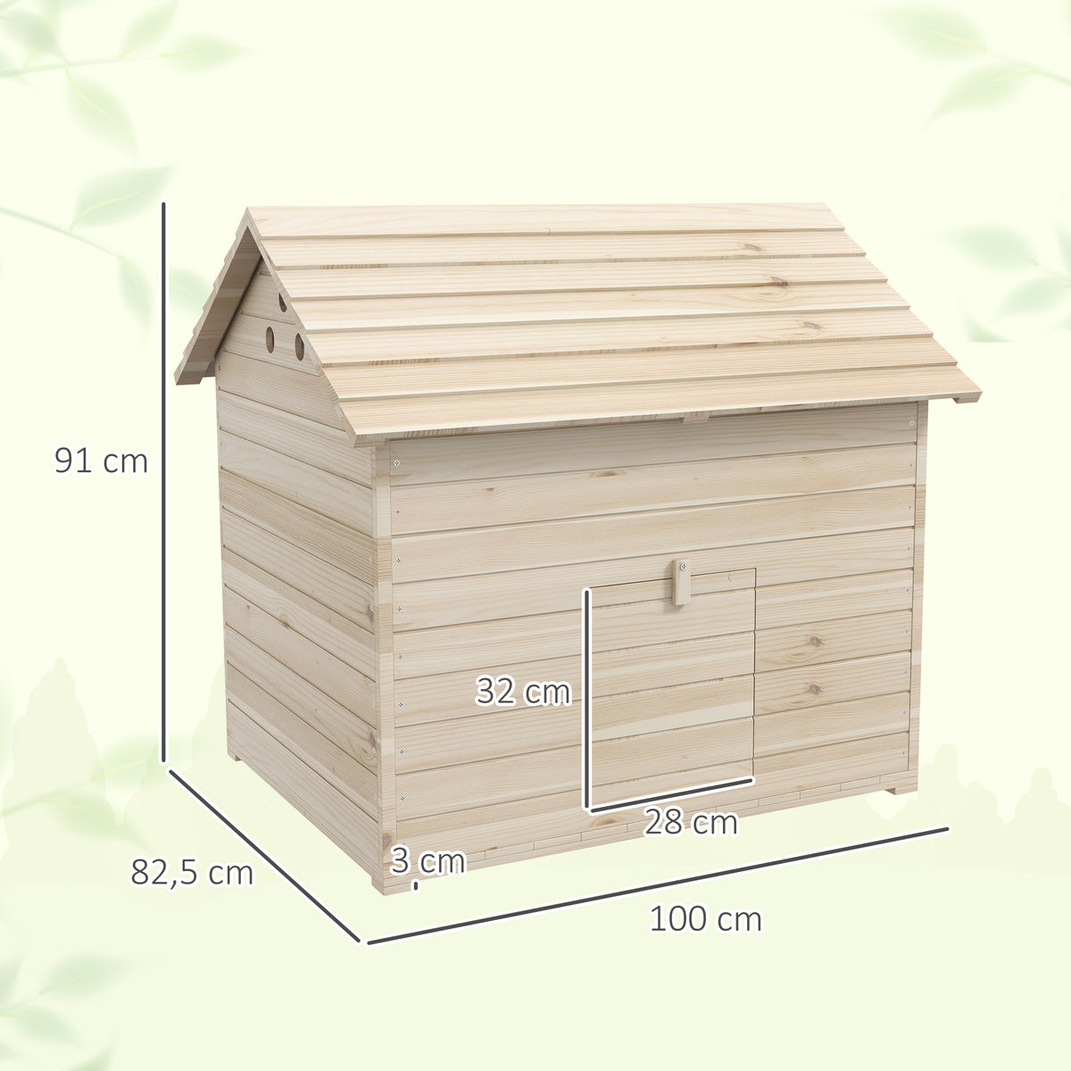 Abri pour canards maison pour canards avec toit ouvrant ventilation et porte-rampe 100 x 82,5 x 91 cm bois naturel-2