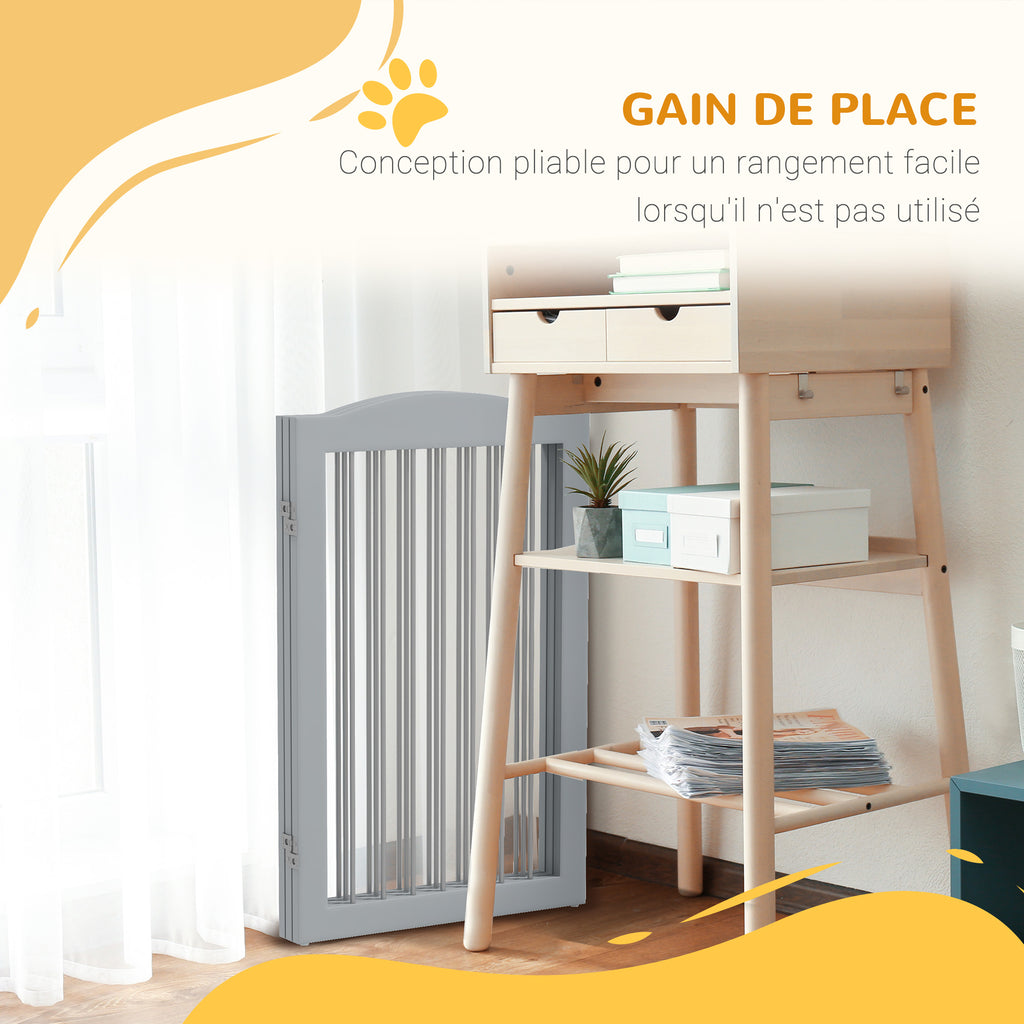 Barriere de sécurité pliable barrière chien trois plaques avec deux pieds de soutien 154 x 30 x 80 cm gris-4
