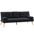 Canapé convertible 3 places, canapé-lit rembourré avec dossier réglable 3 niveaux, 2 coussins et 2 porte-gobelets intégrés, tissu de lin, pour salon, chambre d'amis, petit espace, gris-0