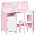Ensemble table et chaise pour enfant avec tableau blanc - bureau pour enfant +5 ans - 90L x 45l x 85H cm rose-0