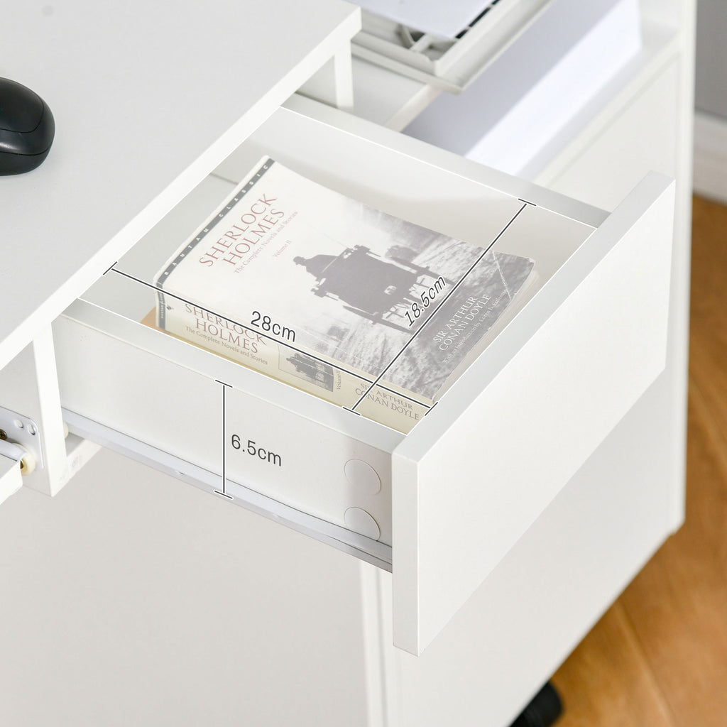Bureau d'Ordinateur, 80 x 45 x 75 cm, Bureau avec Rangement, Plateau pour Clavier et Tiroir, Blanc-7