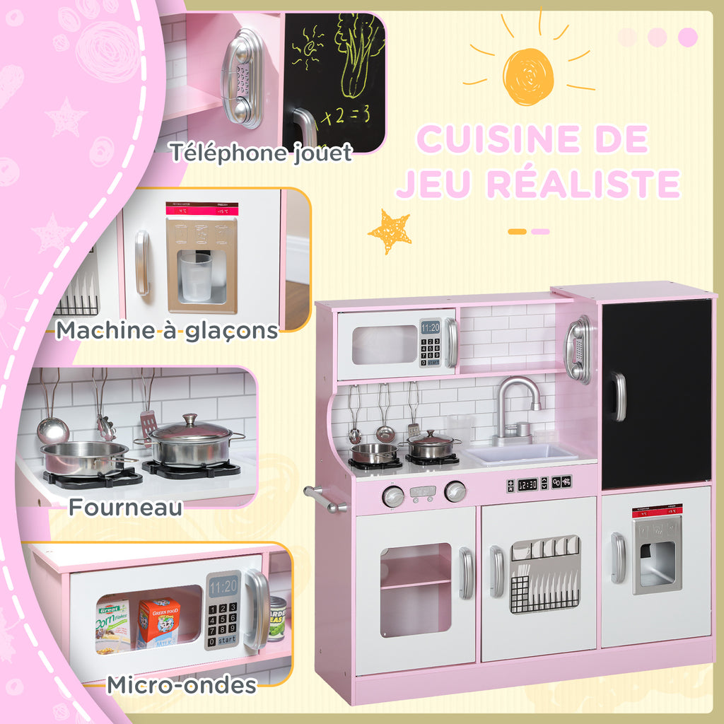 Cuisine enfant jouet d'imitation pour enfant - dinette enfant de 3-8 ans, rose-4