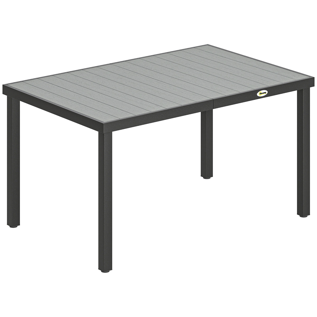 Table de jardin pour 4 à 6 personnes, table à manger extérieure avec plateau à lattes, 140 x 90 x 74 cm, gris-0