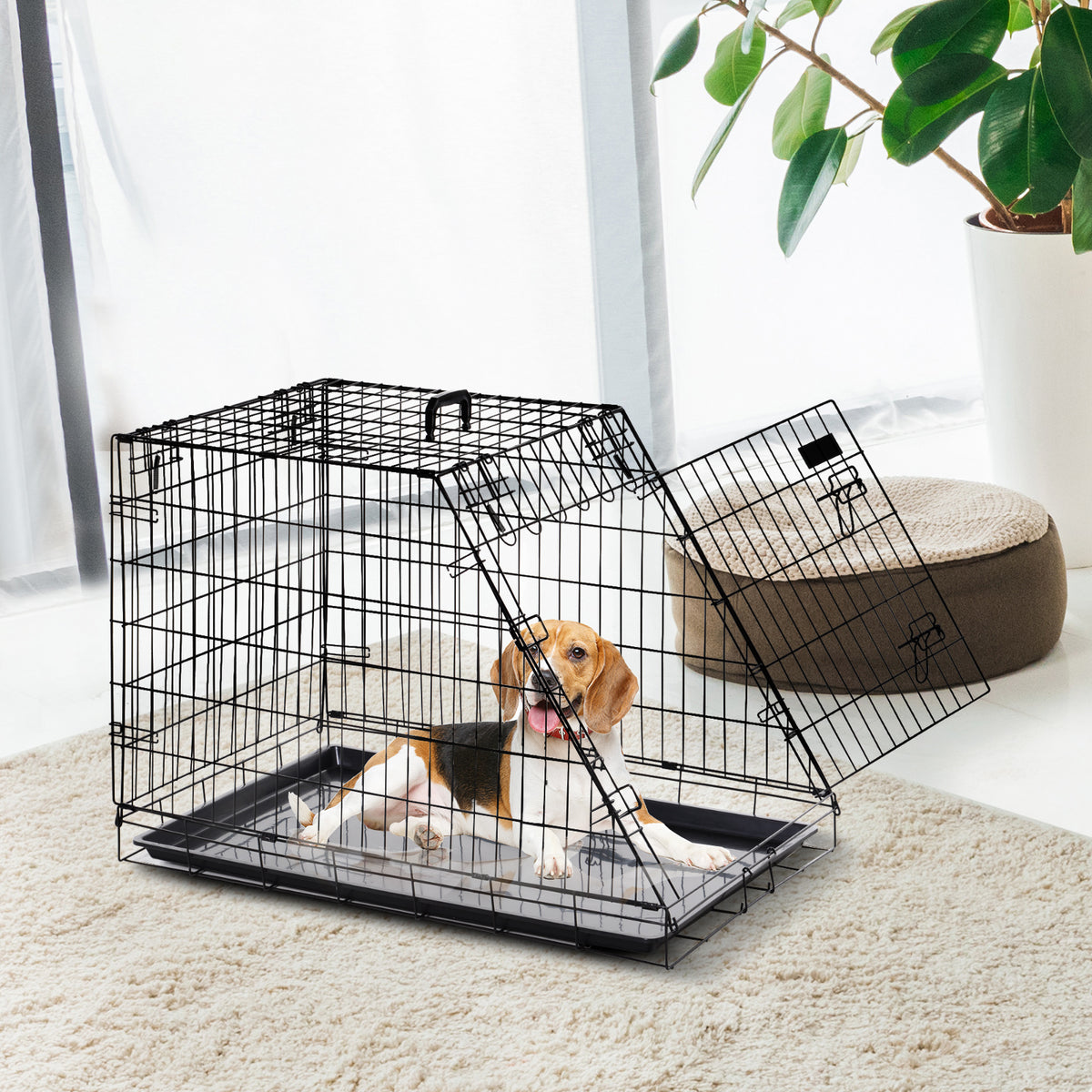 Cage de transport pour chien taille L dim. 78L x 47l x 55H cm métal noir-9