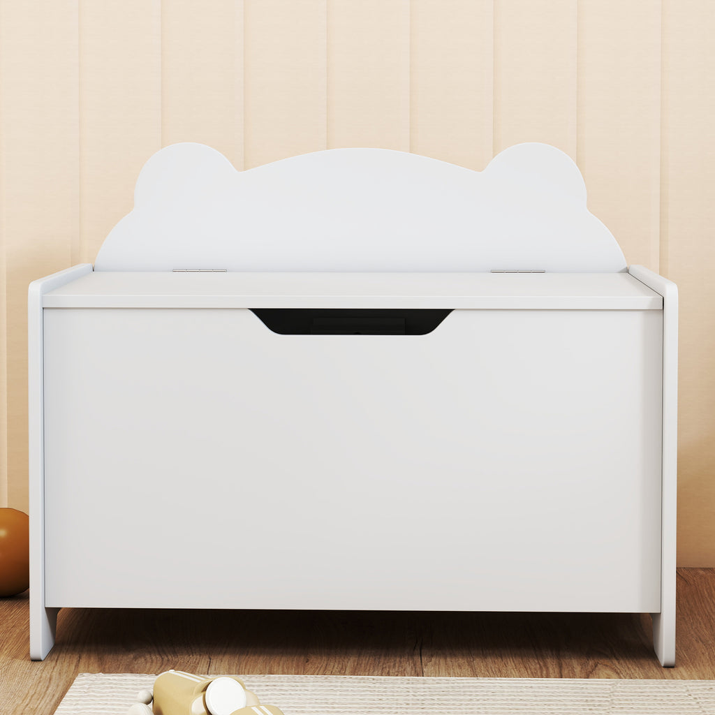 Coffre à jouet enfant avec couvercle rabattable, coffre de rangement enfant, forme d'ours, 60 x 38 x 48 cm, blanc-8