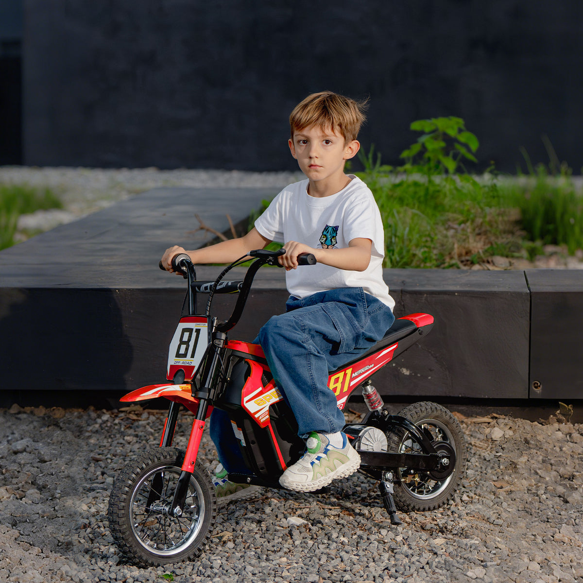 Moto électrique enfants 24V, moteur 250W, vitesse 6,4-16 km/h, pour enfants 8-12 ans, suspension arrière, rouge-9