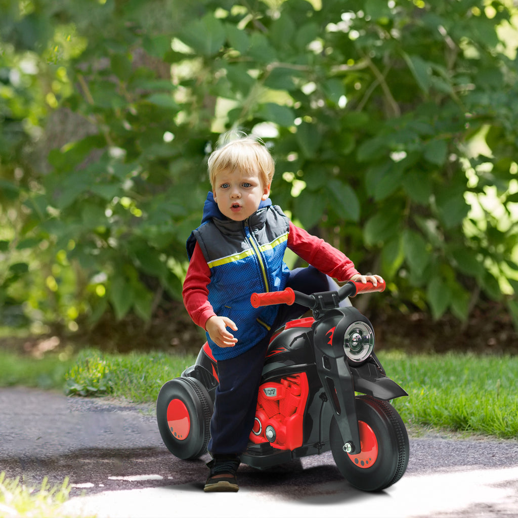 Moto électrique enfants 2-5 ans, 3 roues, 6 V, 3 km/h, avec fonction de bulles, effets lumineux et sonores, rouge-1
