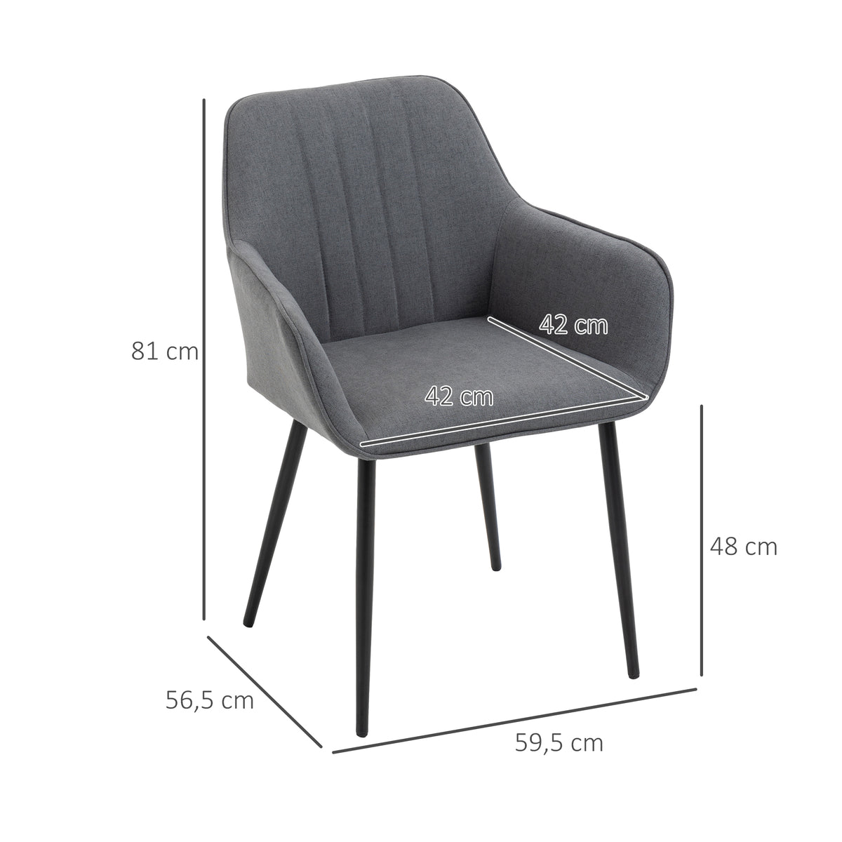 Chaises de Salle à Manger Chaises de Visiteur Design scandinave - Lot de 2 chaises - Pieds effilés métal Noir-2