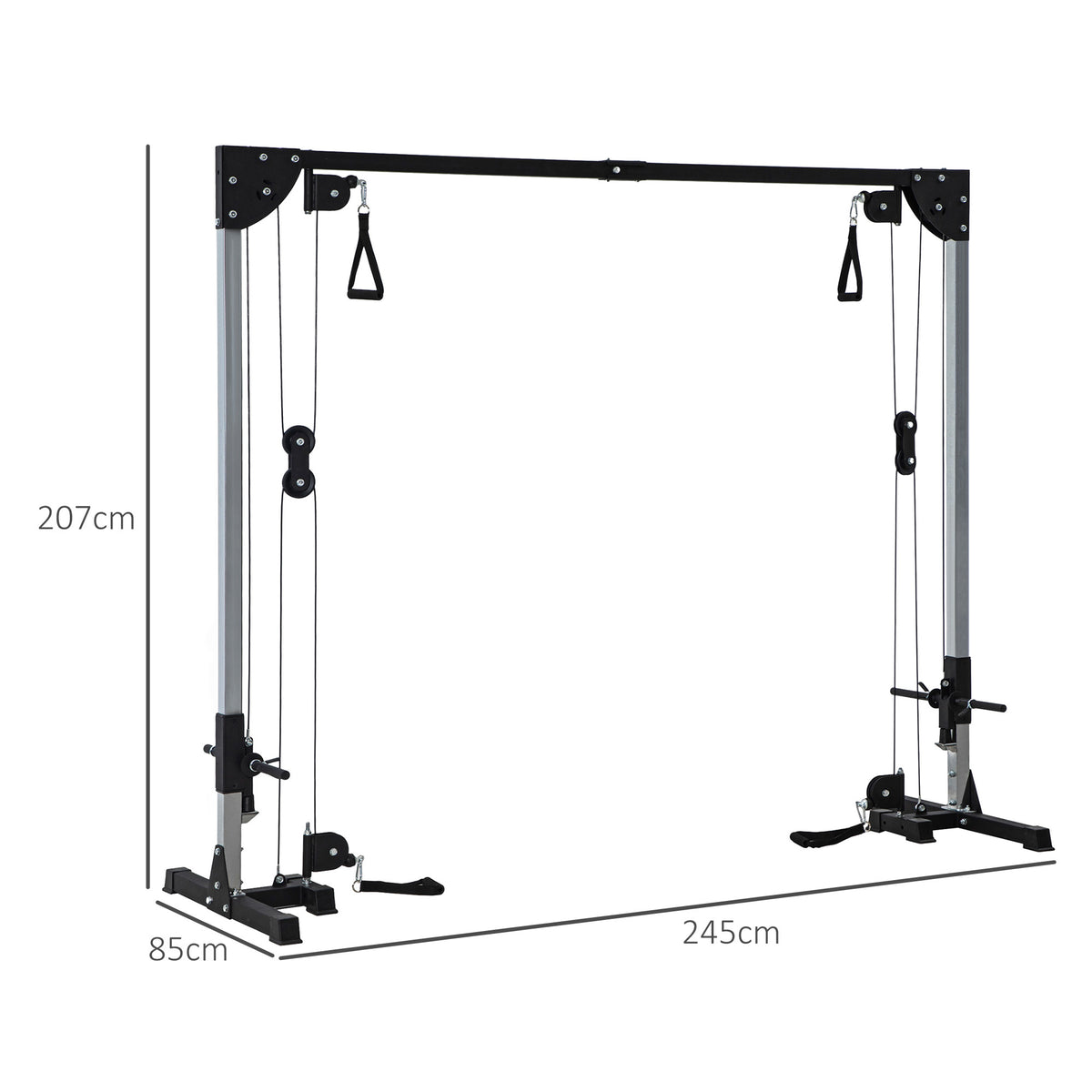 Appareil de musculation double poulie vis à vis crossover, charge libre 2 x 50kg dim. 245L x 85l x 207H cm-2
