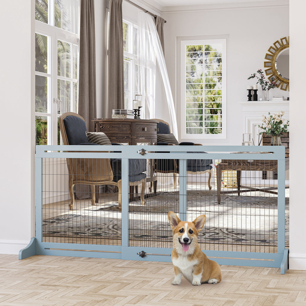 Barrière de sécurité pour chien extensible longueur réglable 104-183 x 36 x 69 cm pin bleu-1