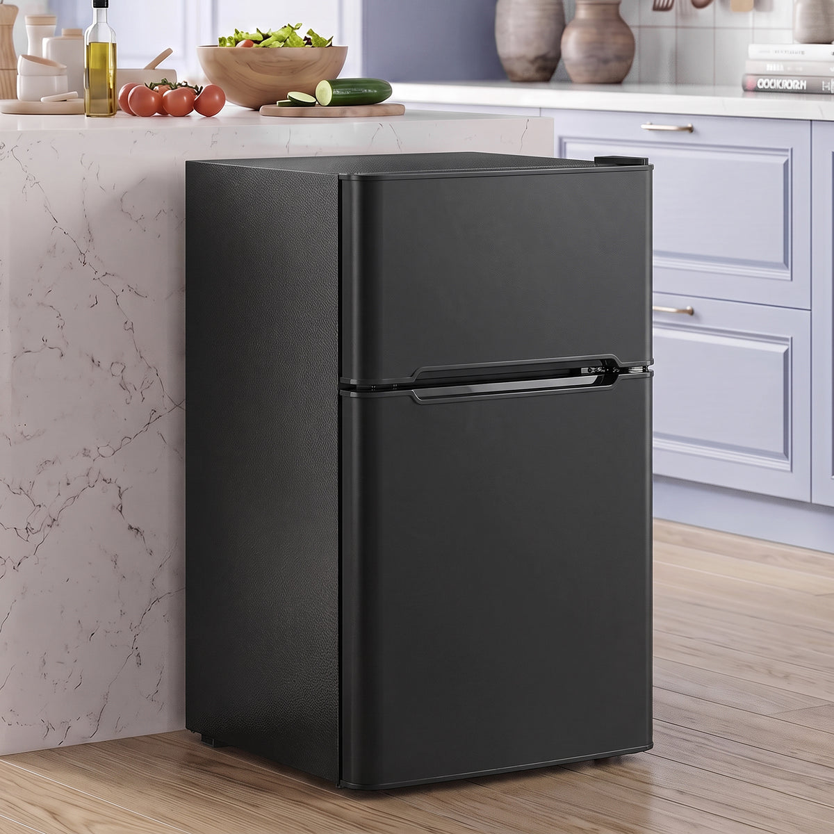 Mini Réfrigérateur Congélateur 90 L, Petit Frigo Compact Silencieux, 2 Portes Réversibles, Thermostat Réglable, Noir-1