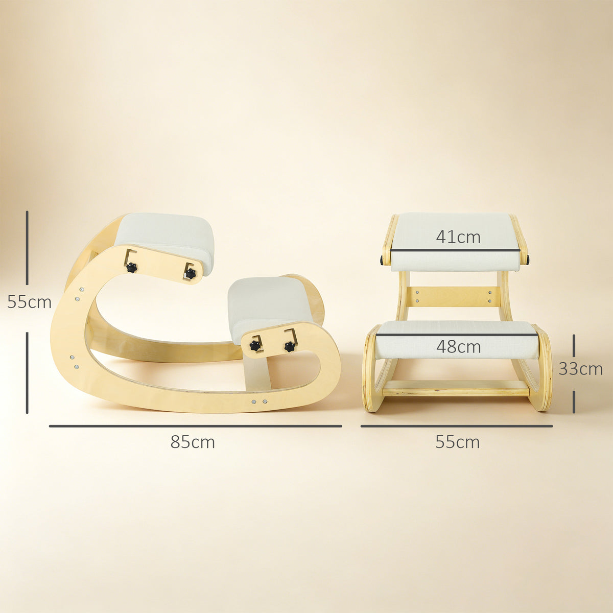 Siège assis genoux, siège ergonomique en bois avec fonction à bascule, chaise à genoux réglable pour bureau à domicile-2