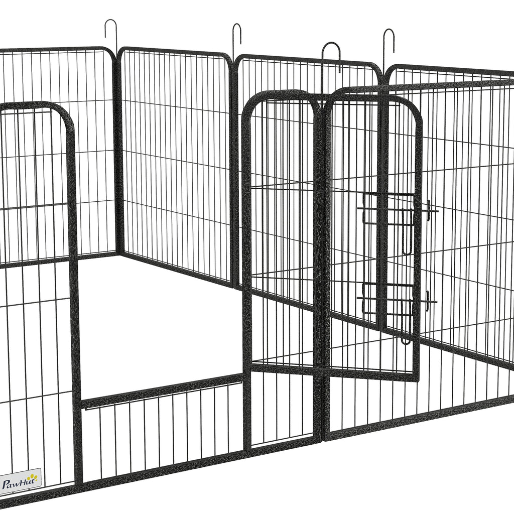 Parc enclos modulable acier époxy porte verrouillable pour chiens petits animaux intérieur et extérieur 80 x 80 cm gris-9
