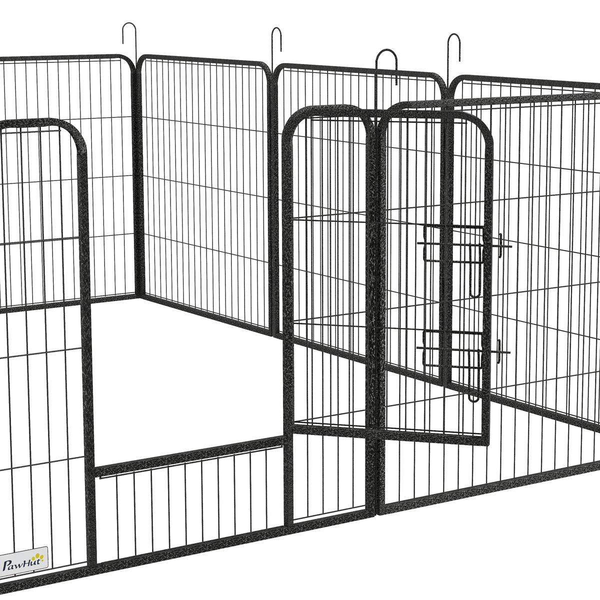 Parc enclos modulable acier époxy porte verrouillable pour chiens petits animaux intérieur et extérieur 80 x 80 cm gris-9