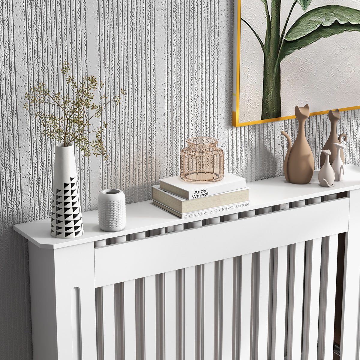 Cache-radiateur couverture radiateur Design couverture radiateur Panneau Cabinet 112L x 19l x 81H cm MDF Blanc-7
