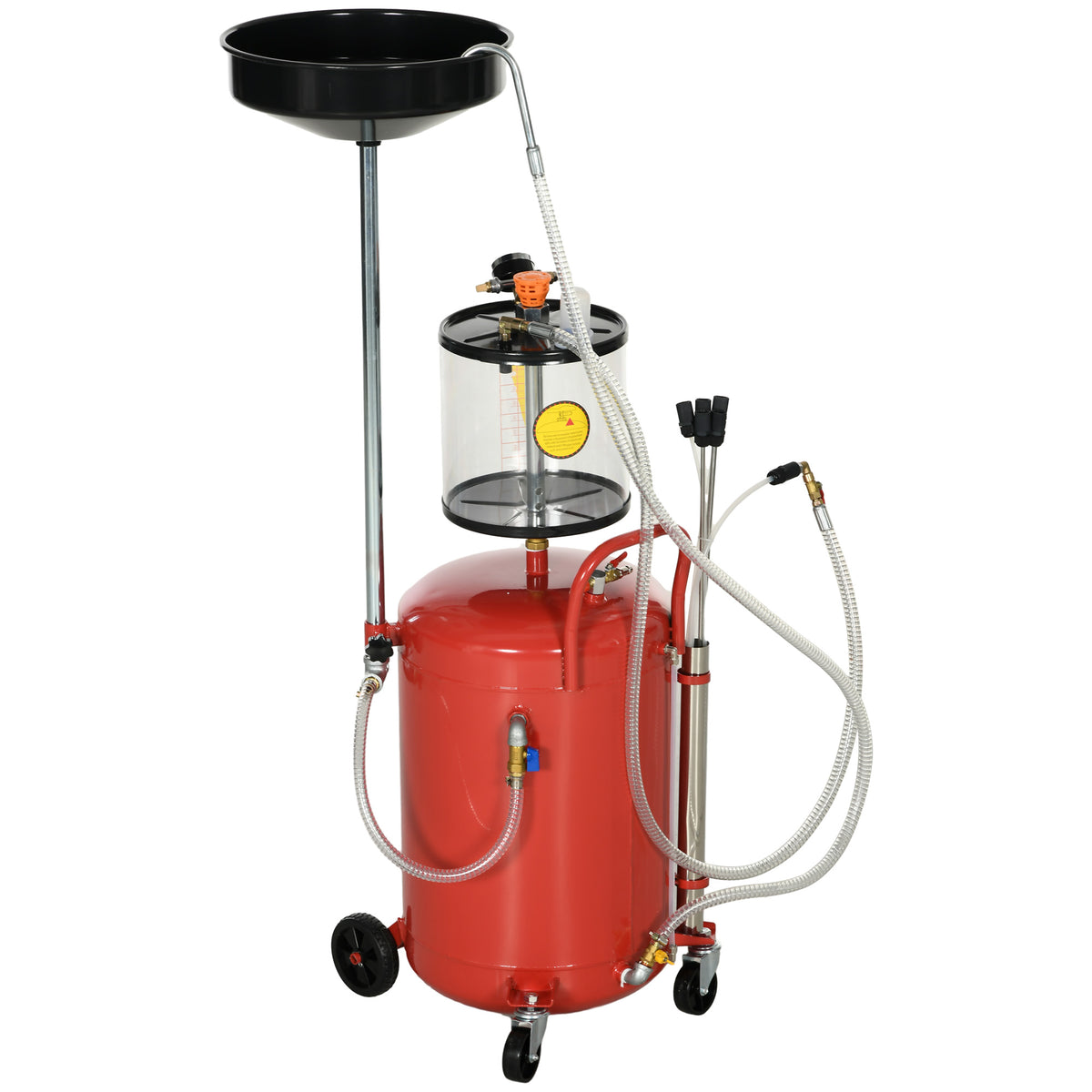 Récupérateur d'huile de vidange portable 2-en-1 avec hauteur réglable et vidangeur d'huile pneumatique de 80L-0