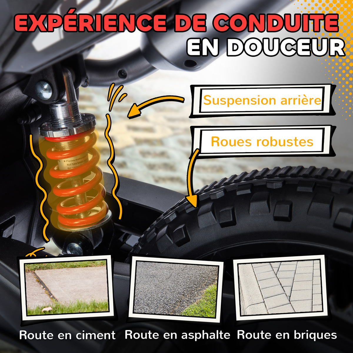 Moto électrique enfants sous licence Aprilia avec 2 moteurs 12V, roues d'entraînement, lumière LED, musique - rouge-6