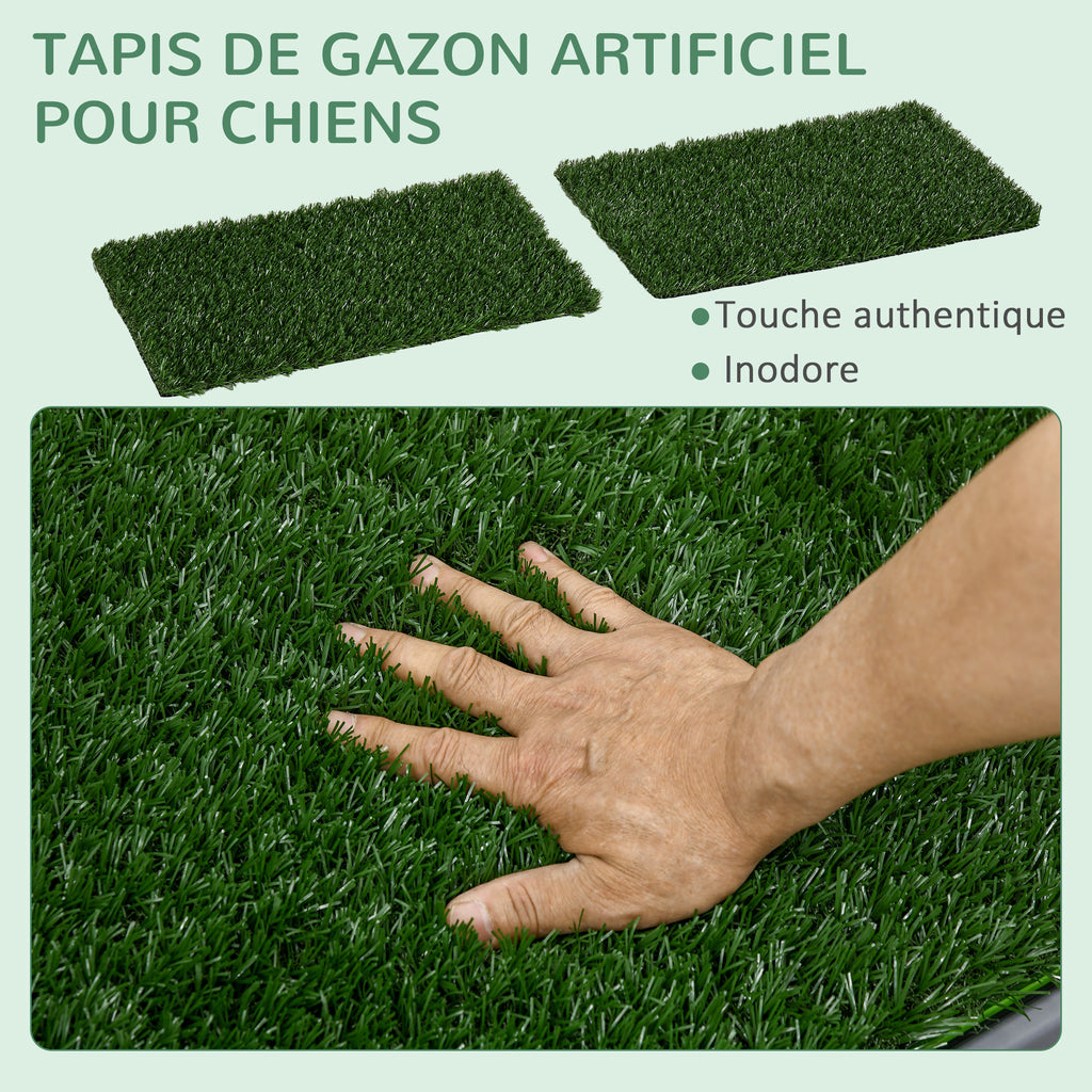 Toilette pour chien litière avec tapis en gazon artificiel bac pour l'apprentissage de la propreté,  67 x 41 cm-3
