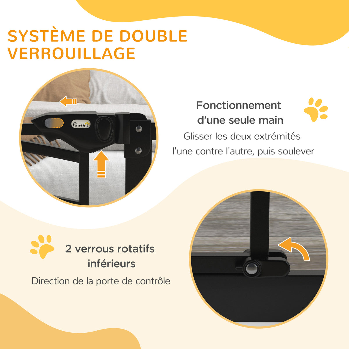 Barrière de sécurité pour chien barrière d'escalier extensible double verrouillage 74-80 x 76 cm noir-4