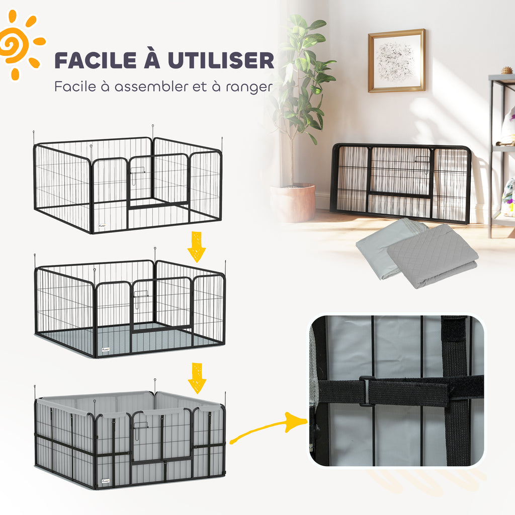 Parc de mise bas pour chien caisse de mise bas pour chiens avec porte tapis de propreté lavable 122 x 122 x 60 cm noir-6