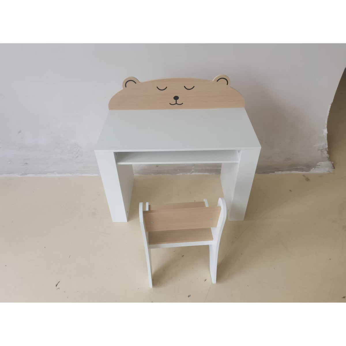 Bureau et Chaise pour Enfant 2 Pièces, Ensemble Table d'Activité avec Bibliothèque pour Dessin, Lecture et Jeux, Blanc-1