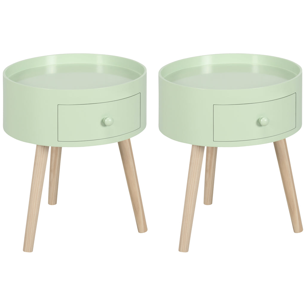 Lot de 2 tables basses - table de chevet - table de nuit ronde - design scandinave table d'appoint bout de canapé-0