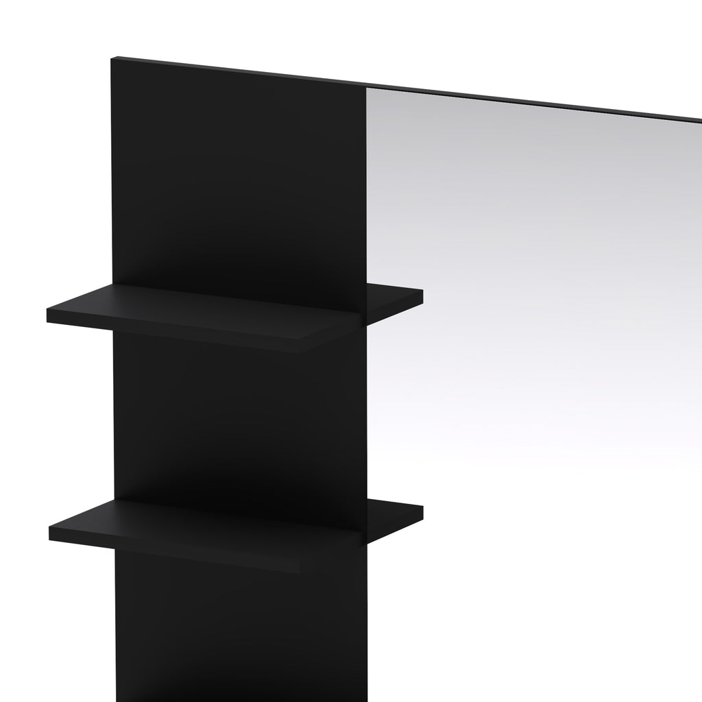 Miroir Salle de Bain avec 3 Étagères 60 x 48 cm, Miroir Mural Modern pour chambre à coucher, bureau, Noir-9