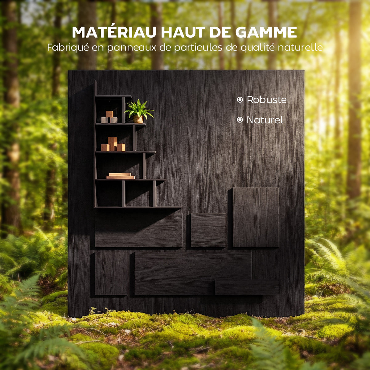 Étagère bibliothèque séparateur de pièce style industriel en escalier 5 étagères 102 x 30 x 160 cm coloris noir-4