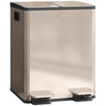 Poubelle de cuisine 2 compartiments de 2 x 20L, acier inoxydable, couvercle à fermeture douce, 45,8x36x51,6cm, or-0