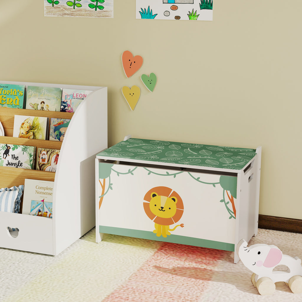 Coffre à jouets avec couvercle, coffre de rangement enfant avec charnières de sécurité, 60 x 37 x 39 cm, vert-7