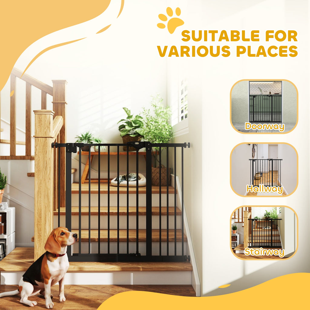 Barrière de sécurité animaux porte fermeture automatique système de double verrouillage sans perçage 1 extension noir-8