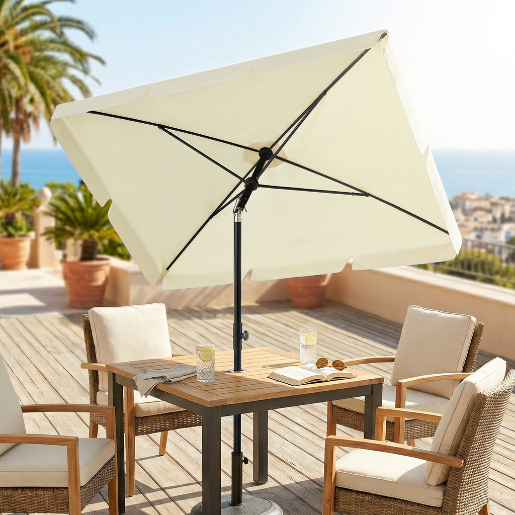Parasol de jardin Parasol droit rectangulaire inclinable alu métal polyester haute densité 2 x 1,3 m beige clair-8