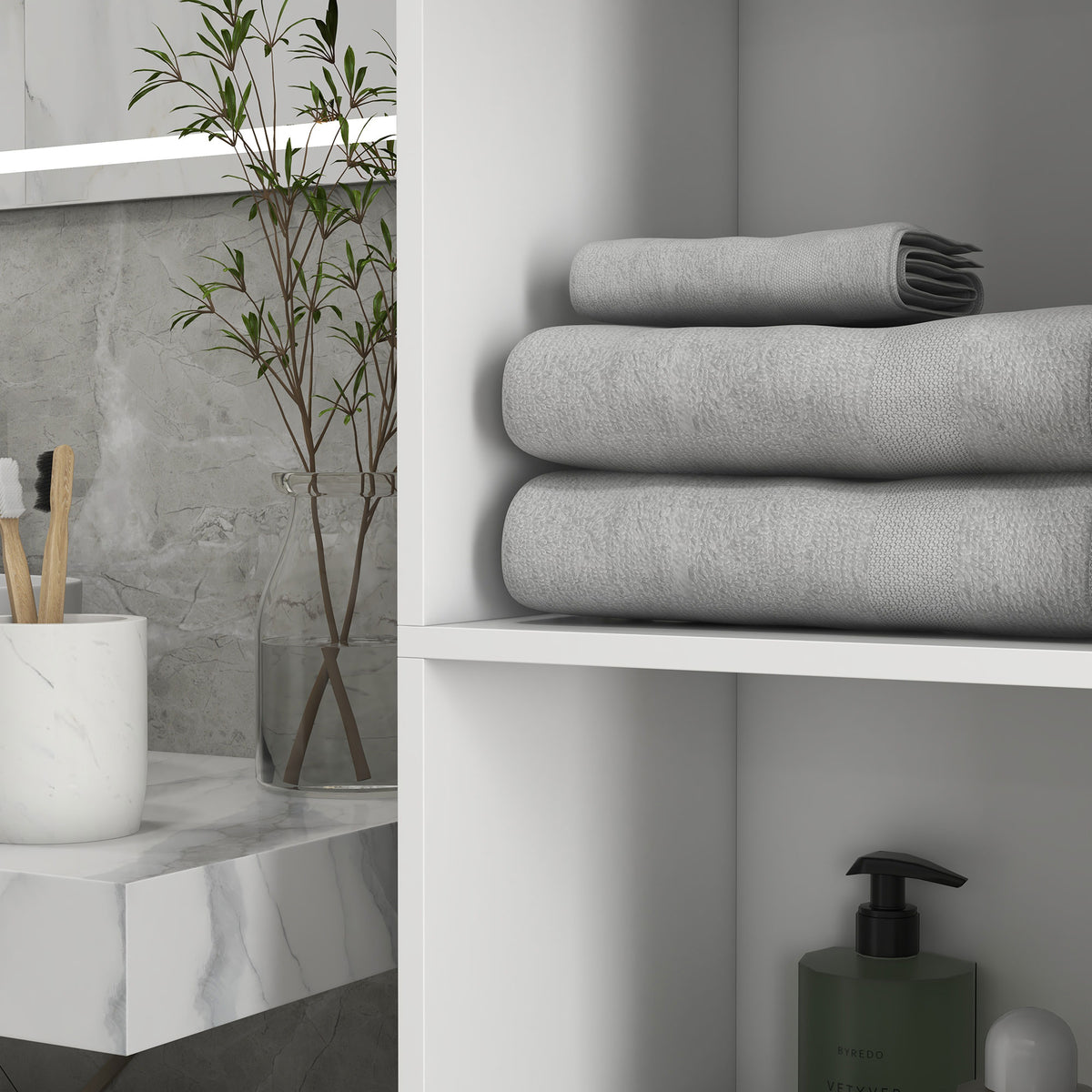 Meuble colonne de salle de bain 2 placards avec étagères réglables + 2 niches 30 x 30 x 181,5 cm blanc-8