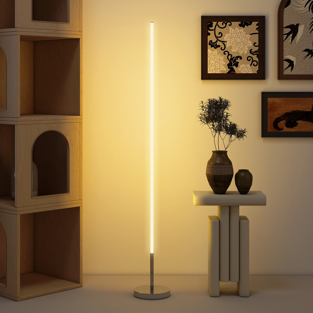 Lampadaire LED, lampadaire sur pied salon à intensité variable, télécommande, interrupteur à pied, Ø20x150cm, argent-1
