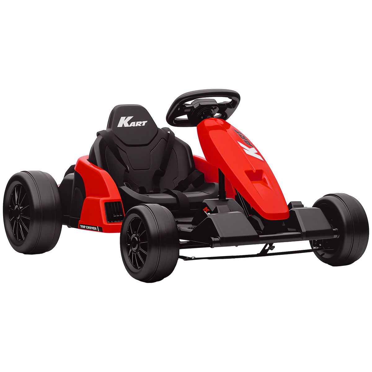 Kart Électrique pour Enfants 24 V, Go Kart, Moteur 2 x 150W, Mode Drift, Siège Réglable, Démarrage Progressif, Rouge-0