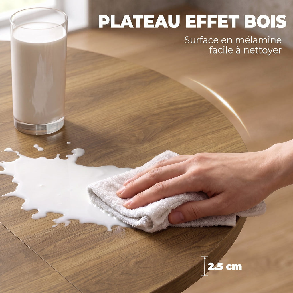 Table à manger extensible ovale pour 4 à 6 personnes, table de cuisine avec rallonge 100-135 cm, effet bois marron-5