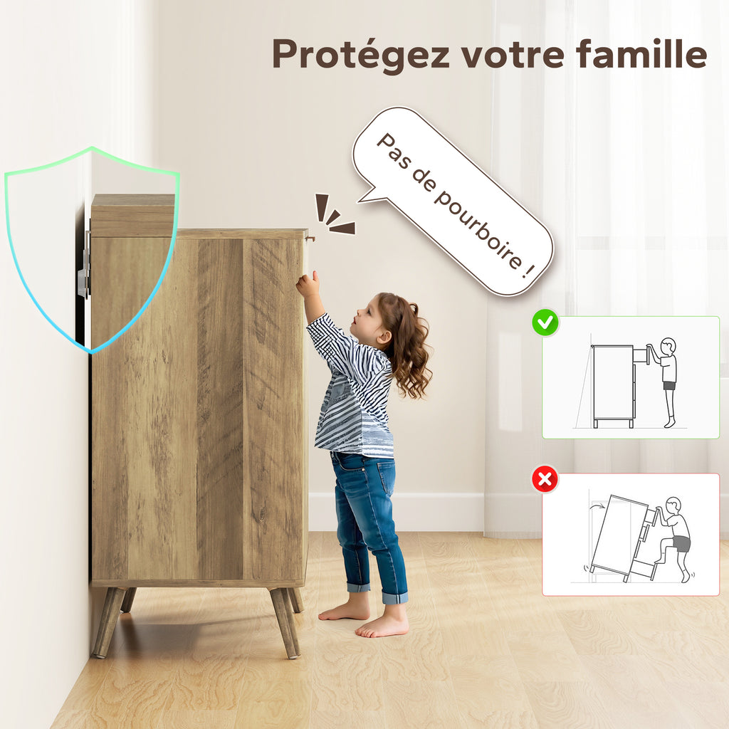 Buffet salon meuble de rangement avec placard à 2 portes et étagère réglable, 77 x 40 x 81 cm, aspect bois-6