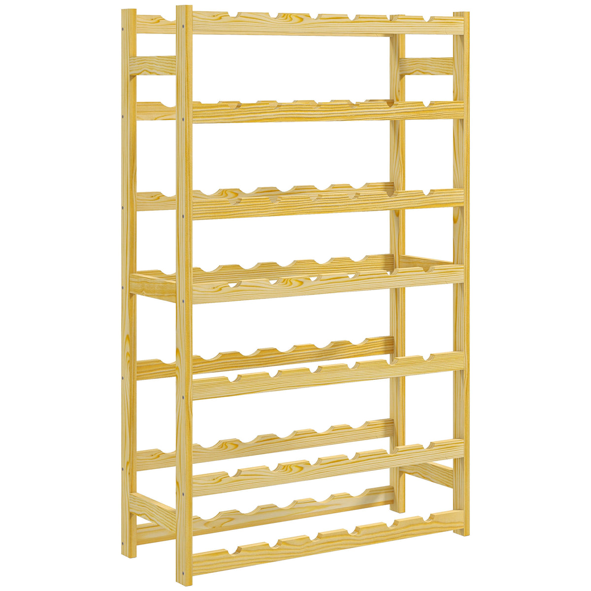 Casier à bouteilles, porte-bouteille en bois à 7 niveaux pour 42 bouteilles, 63 x 25 x 102cm, naturel-0