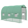 Serre de Jardin Tunnel 6 m² avec système d'arrosage intégré, 3L x 2l m 6 fenêtres Porte enroulable Vert-0